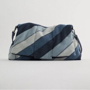 Zara rainbow denim patchwork messenger bag